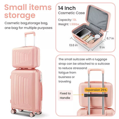 Wooakway Luggage 4 Piece Sets(14"/20"/24"/28"), Hard Shell Lightweight TSA Lock Carry on Expandable Suitcase