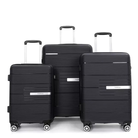 Wooakway Suitcase Double Spinner Wheels PP Luggage Sets Lightweight Durable Suitcase with TSA Lock,3-Piece Set