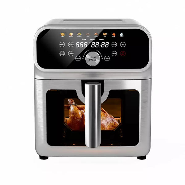 WHALL® 6QT Air Fryer, 8-in-1 Electric Hot Oven with Digital LED Touchscreen, Visible Window, New, Stainless Steel