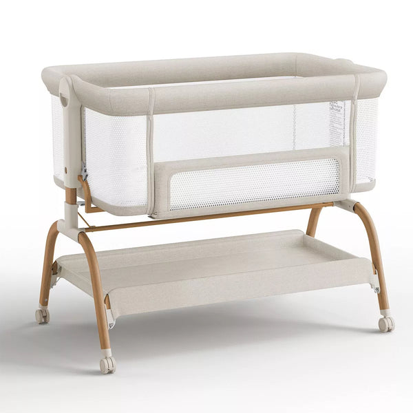 BabyBond Baby Bassinet 3 in 1 Bedside Sleeper with Soft Mattress and Sheet, 6 Height Adjustable baby sleeper,Bedside Crib for Infants