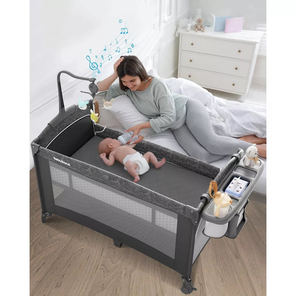 BabyBond All in 1 Baby Playard, Bassinet Bedside Crib, Pack and Play with Sheet, Diaper Changing Table, Portable Large Playard