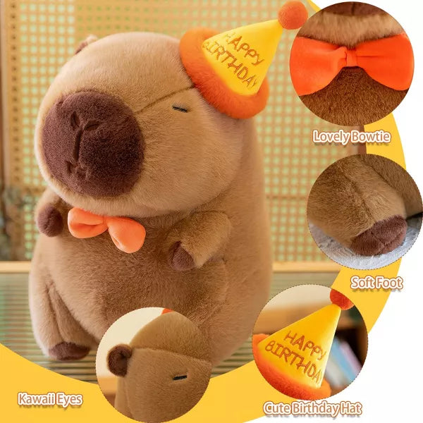 TITQWOP Cute Happy Birthday Capybara Plush Soft Capybara Stuffed Animal Kawaii Capybara Plushie Stuffed Toys Gift for Kids 13 inch