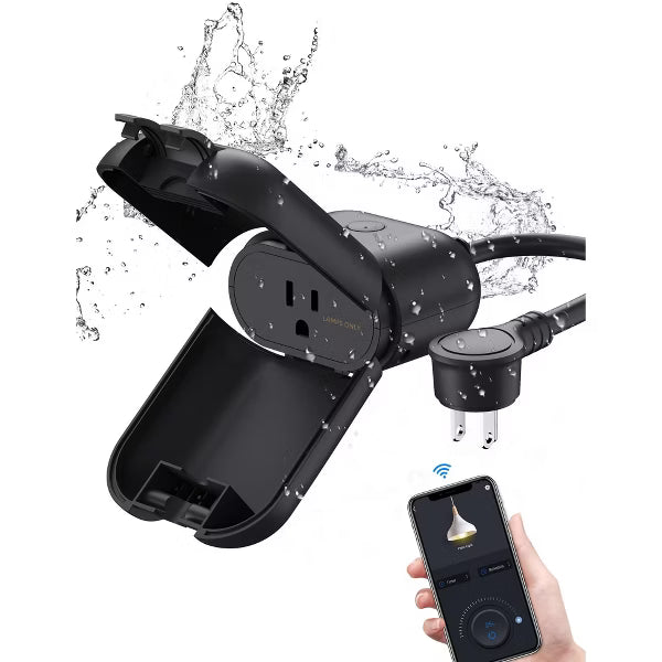 ELEGRP Smart Outdoor Dimmer Plug, Dimmer for Outdoor String Lights, Works with Alexa & Google Home, Voice & Remote Control