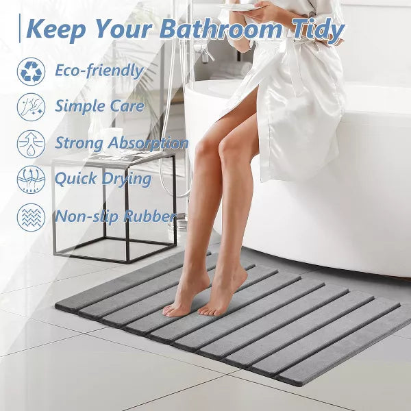 Napei Foldable Diatomite Stone Bath Mat with Anti-Slip Rubber Backing