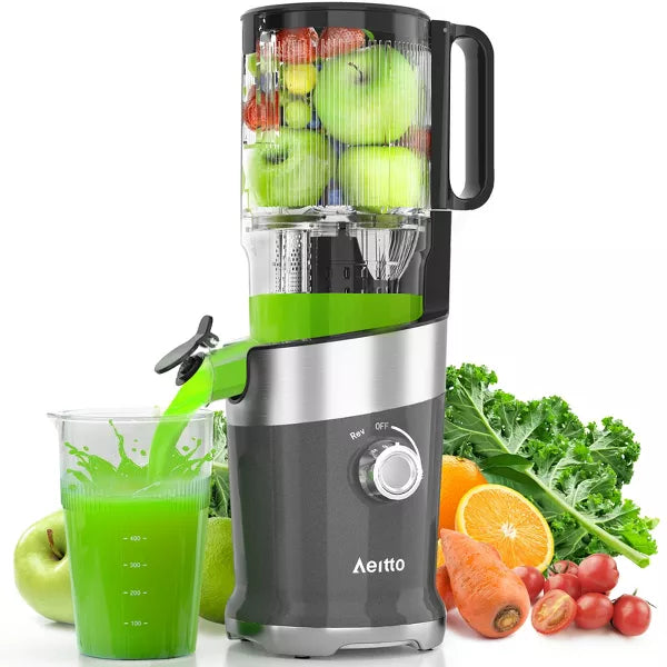 Slow Juicer Machines, Cold Press Juicer 4.9" Extra Large Feed Chute for Whole Fruits and Vegetables & Easy Clean