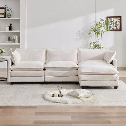 HYLEORY Circle Velvet U-Shaped Sectional Sofa , Indoor Furniture Convertible Modular Sectional Sofa Set with 2 Ottomans for Living Room