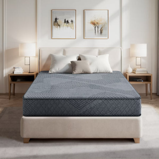 Swedrea Hybrid Mattress Anti Static Firm Cooling Breathable Gel Memory Foam, CertiPUR-US, OEKO-TEX Certified Foam, Gray