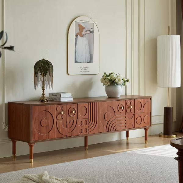 JVNOXK-Medieval Modern TV Stand Entertainment Center with 4 Storage Cabinets Suitable for TVs 55 inches and larger Minimalist Design