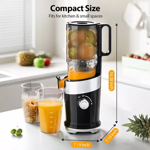 Aeitto Mega4 Slow Juicer Machines, 4.9" Extra Large Feed Chute for Whole Fruits and Vegetables
