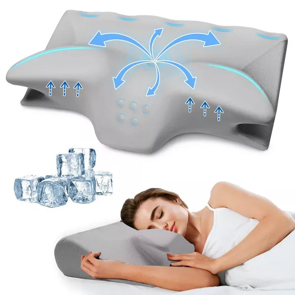 Hyleory Memory Foam Pillow with Arm Rest for Side Sleepers, Ergonomic Support for Neck and Shoulder Relief, Cooling Cover