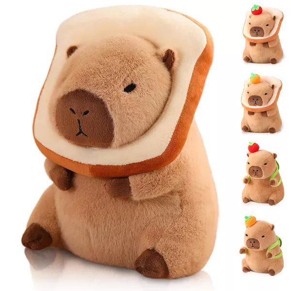 TITQWOP 12'' Cute Capybara Plush Kawaii Soft Capybara Plush Doll Pillow with Bread Capybara Stuffed Aniamls Toys for Kids Adults Birthdays Gift