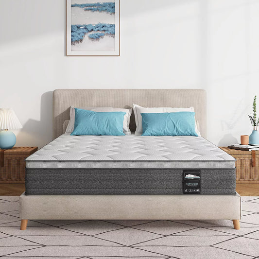 Serweet 10 inch 5-Zone Fiberglass-Free Mattress - Compatible with Platform Bed, Box Spring, or Slat Base