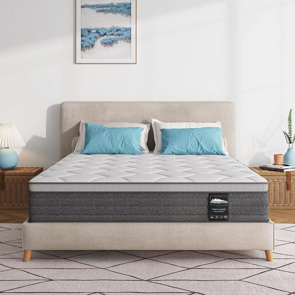 Serweet 10 inch 5-Zone Fiberglass-Free Mattress - Compatible with Platform Bed, Box Spring, or Slat Base