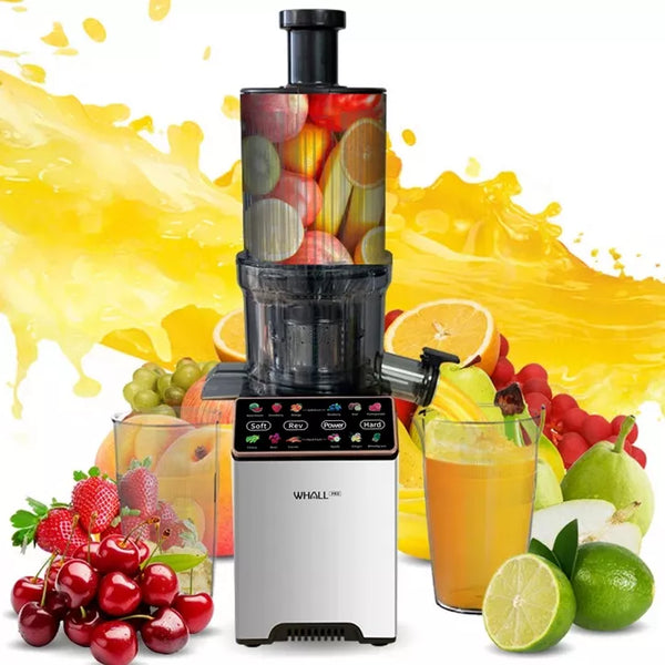 WHALL® Cold Press Juicer Machine with Touchscreen, Slow Masticating Machines with 4.5" Extra Large Feed Chute, Reverse Function, Soft & Hard Models