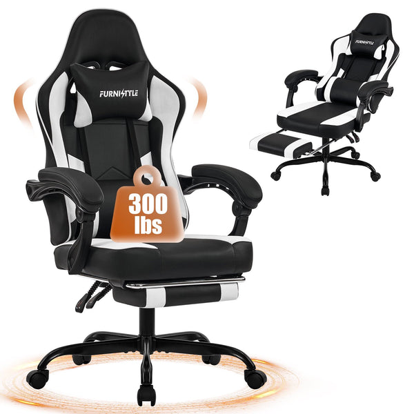 Gaming Chair, Video Game Chair with Headrest and Lumbar Support,High Back Ergonomic Computer Chair with Footrest,Swivel Desk Office Chair, Black