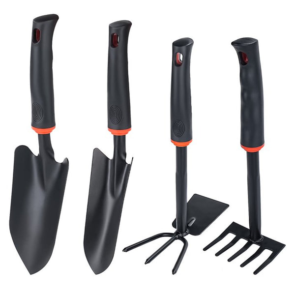 Goobetter 4-Piece Aluminum Alloy Garden Tool Set - Heavy Duty Black Coated Kit for Indoor/Outdoor Planting & Weeding