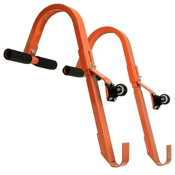 Goobetter-Extension Ladder Stabilizer for Roof, Ladder Roof Hook for Gutters, Roof Ridge , Heavy Duty Steel The Goat Steep Assist Attachment , with Wheels, and Rubber Grip T-Bar, 2 Pack