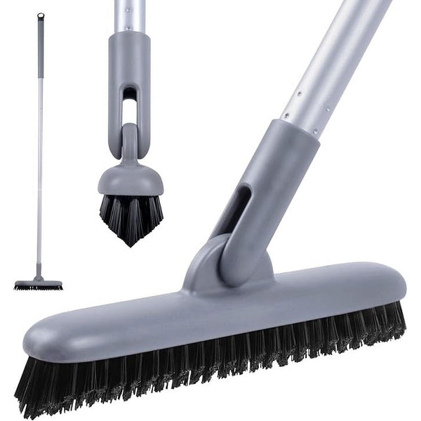 Grout Scrub Brush with Long Handle Grout Scrubber, V-Shape Crevice Cleaning Brush for Hard to Reach Areas, 180 Rotation Cleaner, Baseboards and Corners