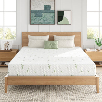 HSUNNS 10 inch Full Mattress, Memory Foam Mattress in a Box, Green Tea Cooling Gel, Medium Support & Pressure Relief, Washable Cover and Non-Slip Bottom, CertiPUR-US Certified, White