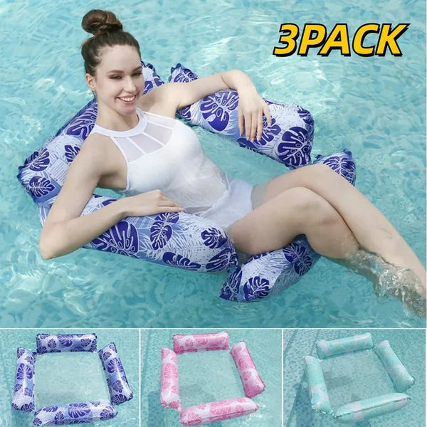 TRANSLINK 3 Pack Inflatable Pool Floats for Adults Floating Lounge Chairs Durable Floating Bed for Pool Toy