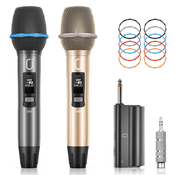 JYX Wireless Microphone, Dual Dynamic Microphone, Professional UHF Metal Mic for Karaoke Singing, Speech