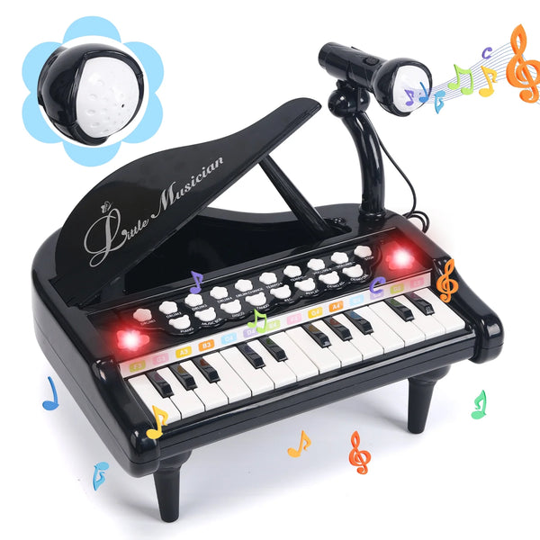JoyStone 24 Keys Toy Piano for Girls, Cute Piano for Kids with Built in Microphone & Music Modes, Preschooler Music Learning Popular Piano Toys, Birthday Christmas Gift for Kids Aged 3-6, Black