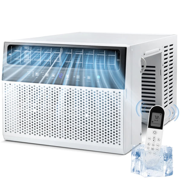 KISSAIR 6,300 BTU (10,000 BTU ASHRAE) Window Air Conditioner, Cools 450 Sq.ft., 6 Modes, 24H Timer, Energy-Saving & Low Noise, Remote Control for Home/Office/Dorm/Apt-White