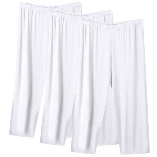 Kaemgyyd 3 Pack Women's Pajama Bottoms Plus Size Capri Lounge Sleepwear Soft Cropped Pajama Pants Solid Elastic Waist Pj Trousers