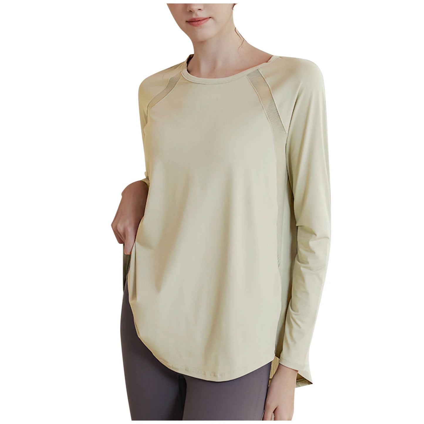 Kaemgyyd Long Sleeve Workout Tops for Women Plus Size Loose Yoga Tee Shirts Lightweight Breathable Running Athletic Clothing