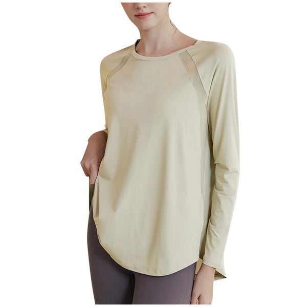 Kaemgyyd Long Sleeve Workout Tops for Women Plus Size Loose Yoga Tee Shirts Lightweight Breathable Running Athletic Clothing