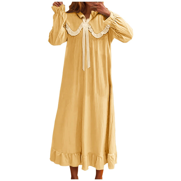 Kaemgyyd Nightgown for Women 2025 Fall Winter Cute Long Sleeves Nightshirt Plus Size Loungewear Maxi Sleep Dress