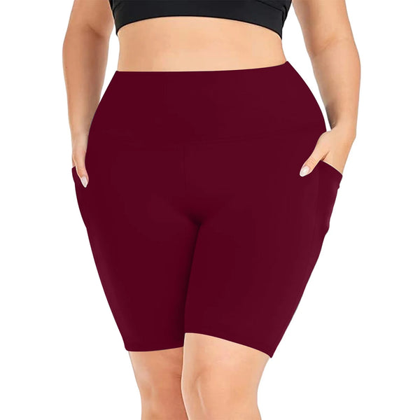 Kaemgyyd Plus Size Shorts for Women with Pockets High Waist Seamless Biker Shorts Women Lounge Running Workout Yoga Leggings Shorts