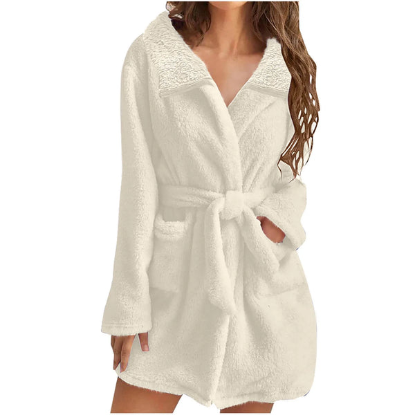 Kaemgyyd Womens Plush Robes Soft Cozy Long Sleeve Bathrobe Winter Warm Fleece Fuzzy Loungewear with Pockets