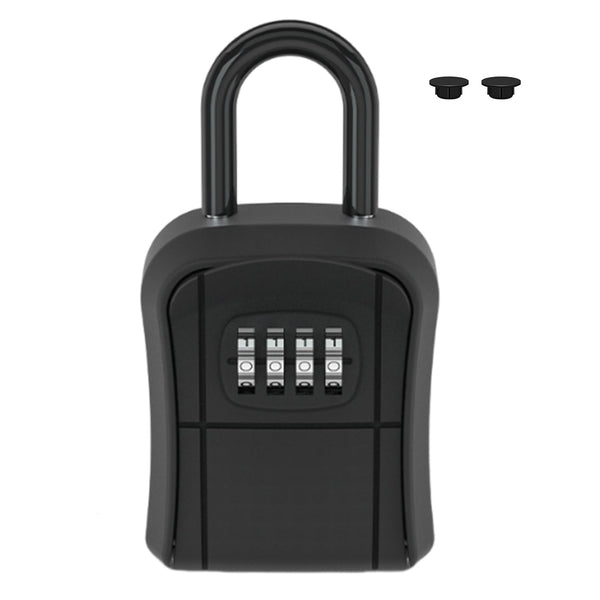 Key Lock Box Portable Combination Lockbox Wall-Mounted Key Storage Box for House Keys, Resettable Code Safe Security Lock Box for Home Office Apartment Spare Key Storage Black