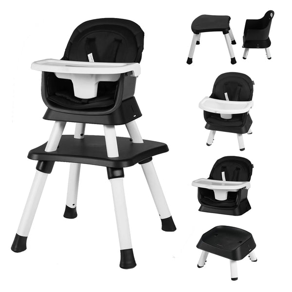 LINLUX 8 in 1 Convertible High Chair for Babies, Feeding Booster Seat for Toddlers, Black