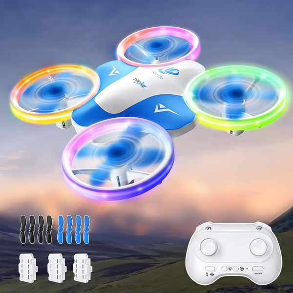 Loheer Mini Drone for Kids, LED RC Drone with 360 Flips, Small RC Quadcopter Flying Toy for Kids, Blue