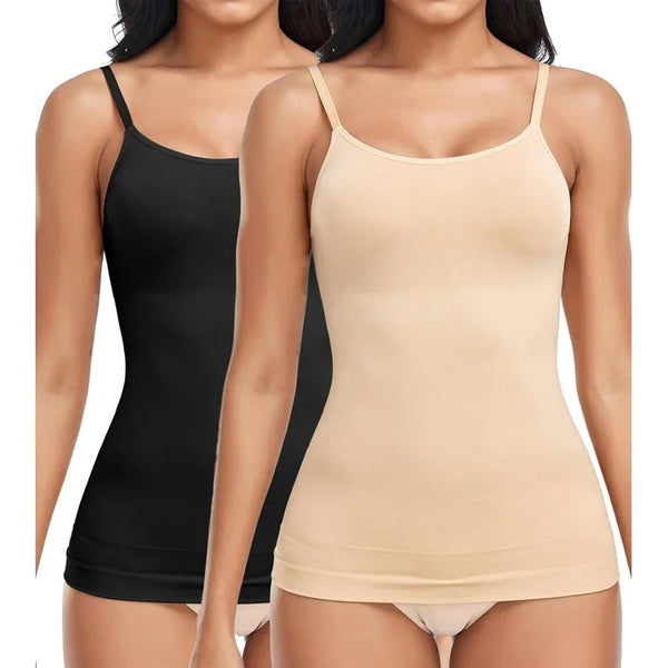 MANIFIQUE 2 Pack Compression Tank Cami  Tummy and Waist Control Body Shapewear Camisole for Women