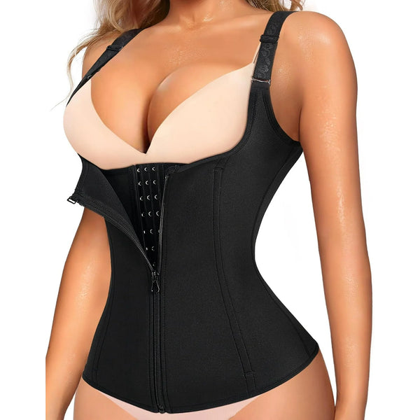 MANIFIQUE Waist Trainer for Women Corset Tops Tummy Control Shapewear Sport Girdle Workout Black Vest