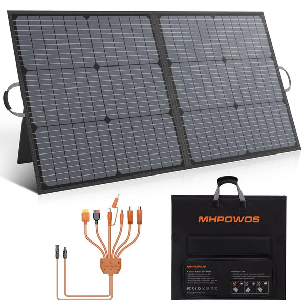 MHPOWOS 110W Portable Solar Panel, Solar Charger IP67 Waterproof Foldable Solar Panel kit with 20V Output, 23.5% Efficiency Module for Outdoor Camping, Portable Power Station, Laptops, Motorhome, RV