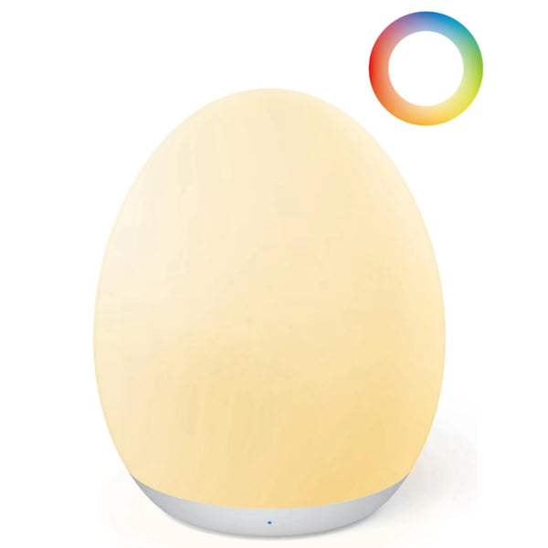 Night Light, Egg Light for Nursery with 7 RGB Colors Changeable & Stepless Dimming, Rechargeable Tap Light with 1h Timer & Touch Control, Portable Night Light for Babies BPA Free