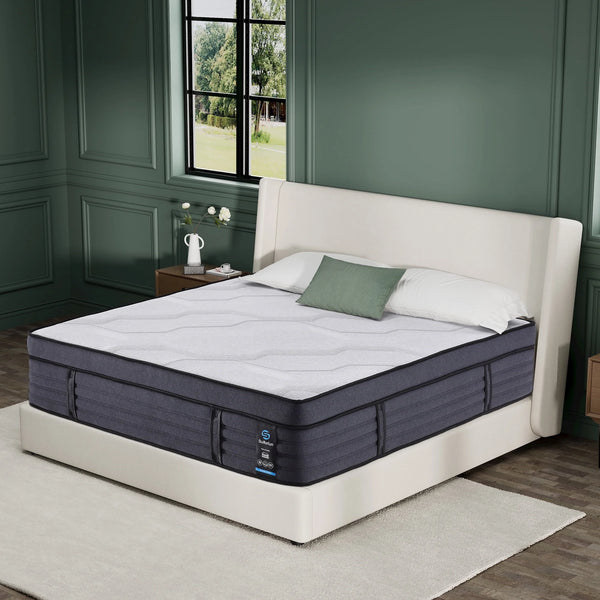 Queen Size Mattress,15 Inch Foam Mattress in a Box with 9 Premium Layers, Medium Firm Charcoal Gel Hybrid Mattress with Pressure Relief and Support for Cool Night, CertiPUR-US Certified