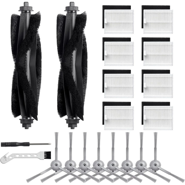 Replacement Parts for eufy L60 eufy L50 Robot Vacuum, Replacement Accessories Kit Include 2 Roller Brushs, 8 HEPA Filters, 8 Side Brushs, 1 Clean Tool and 1 Screwdriver