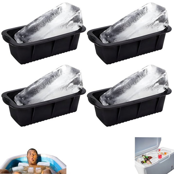 Rizulfey 4Pack Extra Large Cube Silicone Molds for Ice Bath and Pod, Reusable 2.2 lbs inch Ice Tray for Cooler (Black)