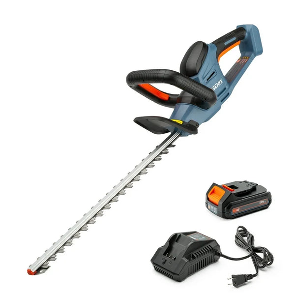 SENIX 20 Volt Max 18 Inch Cordless Hedge Trimmer, Double Sided Dual Action Blades, 3/4  Cutting Capacity (Battery and Charger Included) HTX2 M