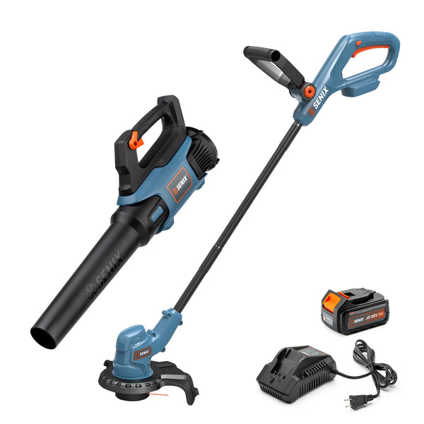 SENIX 20 Volt Max 2 Tool Cordless Combo Kit, 10 Inch String Trimmer  Variable Speed Leaf Blower (Battery and Charger Included) S2K2B1 03