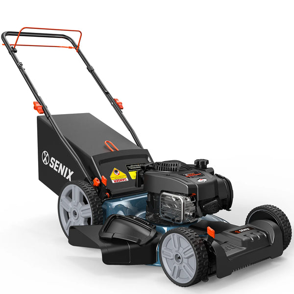SENIX 21 Self Propelled Gas Lawn Mower, 150 cc 4 Cycle Made in USA Briggs   Stratton Engine Push Mower, 3 In 1, 6 Position Height Adjustment, 11 In Rear Wheels, LSSG M1