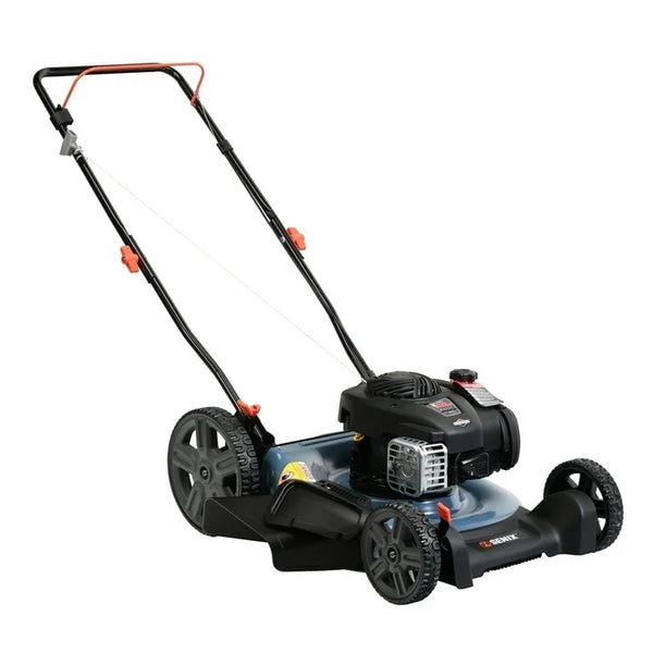 SENI 21  Gas Lawn Mower, 125cc 4 Cycle USA Briggs   Stratton E450 Engine, 2 in 1 Push Mower with 6 Height Adjustments and 11 Rear Wheels