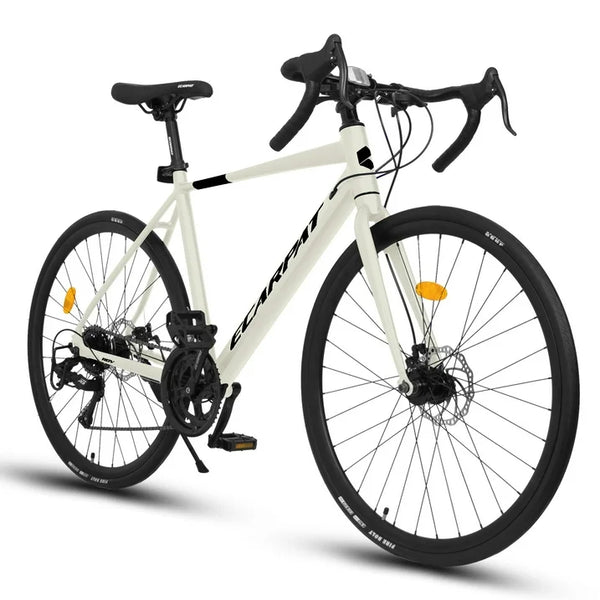 SHINPT 700C Road Bike, Light Weight Aluminum Frame, 16 Speed Outdoor Bike Disc Brakes, Racing Bike for Men and Women, Ideal for High Intensity Riding