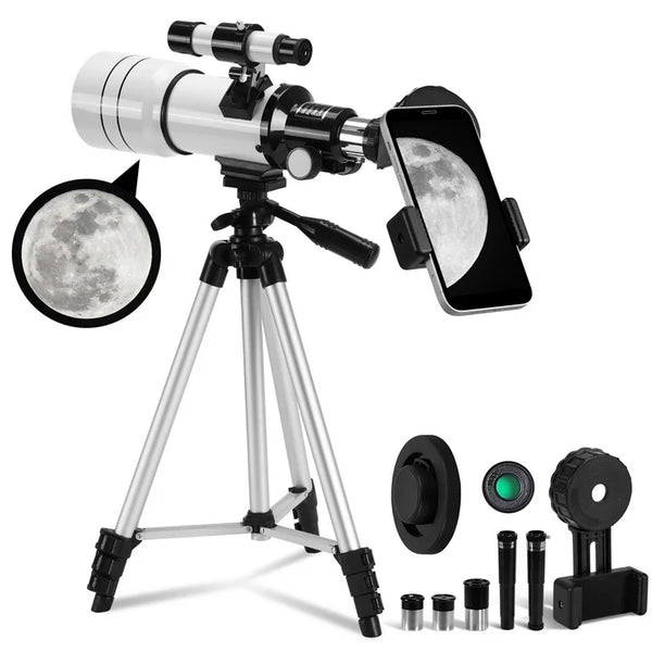 SUNOYAR Telescope, 70mm Telescopes for Adults  Kids, 300mm Refractor Telescope (15X 150X) with Adjustable Tripod for Astronomy Beginners, Gift for Kids