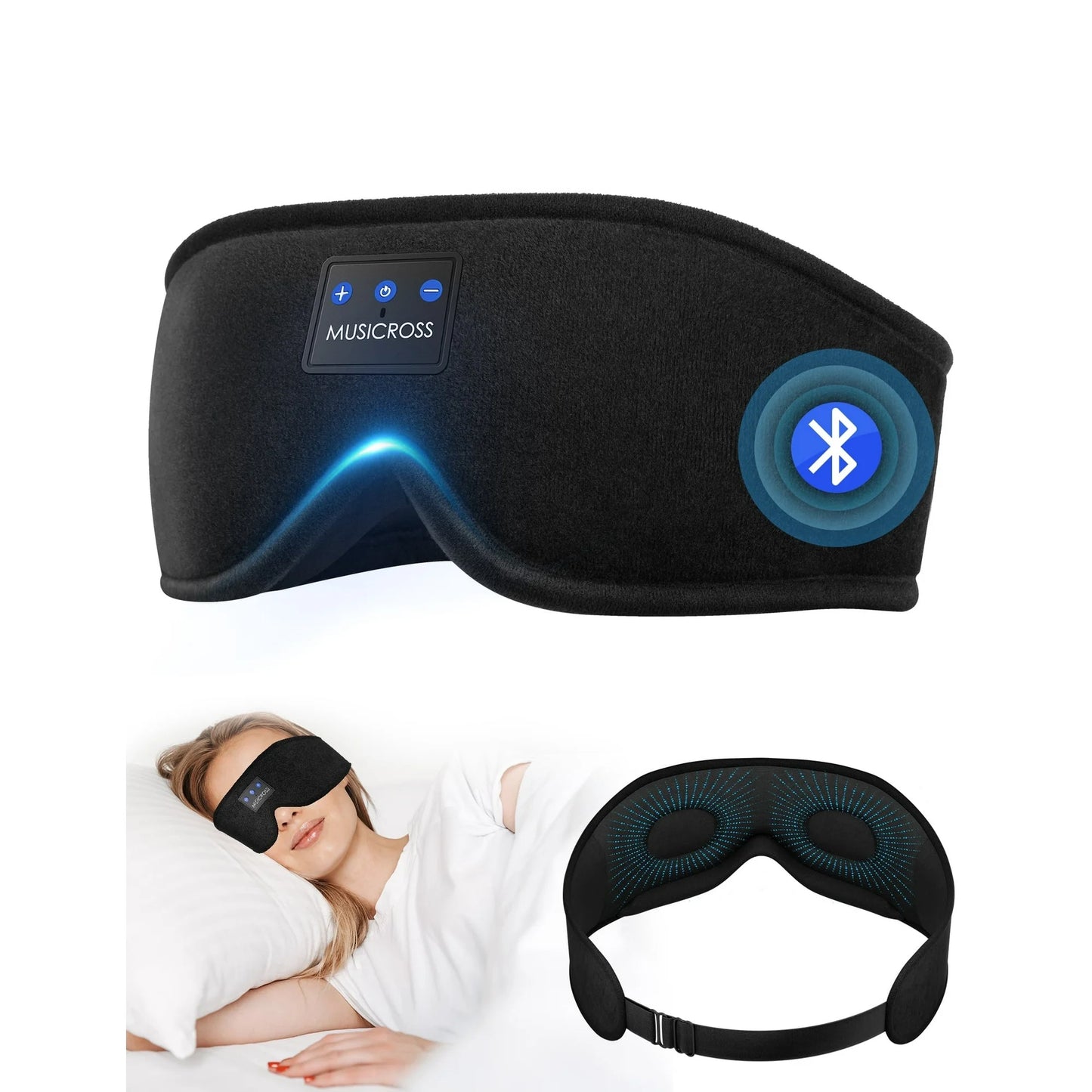 Sleep Mask with Headphones Bluetooth 5.2 Wireless, 3D Eye Mask for Sleeping Built-in HD Music, Microphone for Calls, Sleep Headphones for Side Sleepers Travel Yoga Meditation